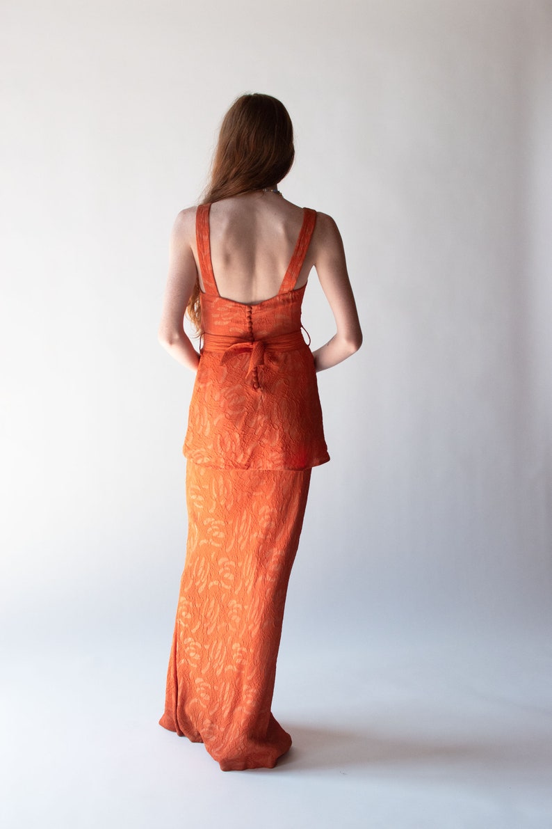 1930s Orange lamé Gown 30s Dress image 6