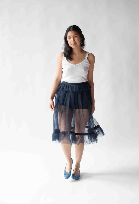 Navy Tulle Skirt | Yves Saint Laurent Rive Gauche - image 1