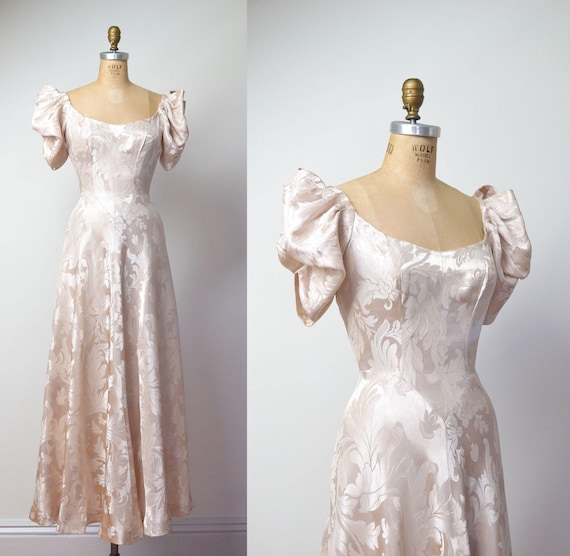 1930s Gown / 30s Damask Wedding Dress