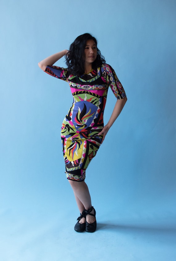 Sold Vintage Emilio Pucci Silk Jersey Print Long Sleeve Day Dress