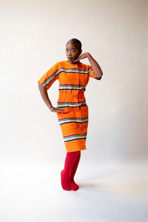 Orange Striped Dress | Marimekko 1974