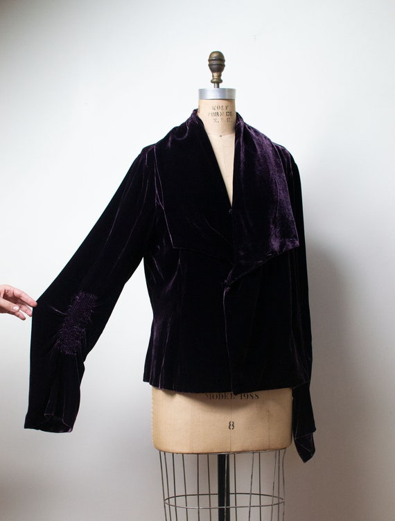 1990s Velvet Jacket / 1930s Style Purple Velvet Ja
