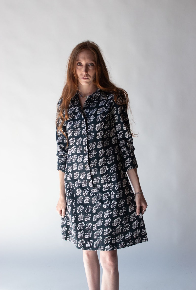 1960s Floral Print Shirt Dress Marimekko Mini Dress image 1