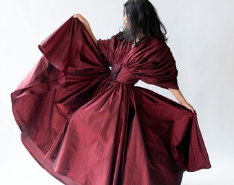 1980s Sculptural Taffeta Gown