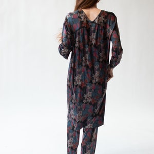 1970s Floral Print Silk Jersey Set Vintage 70s Missoni Tunic and Pants image 3