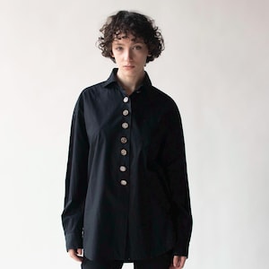Black Shirt with Mirrored Buttons | Romeo Gigli 1994