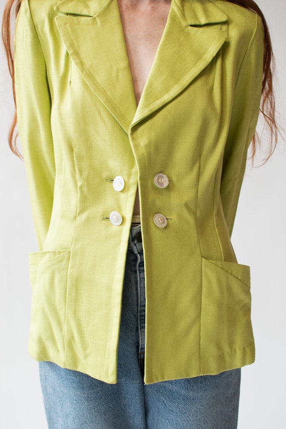 1940s Chartreuse Linen Blazer - image 7