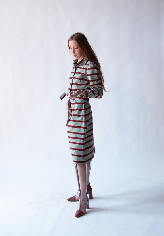 1970s Striped Cotton Shirt Dress | Marimekko 1975 - image 2