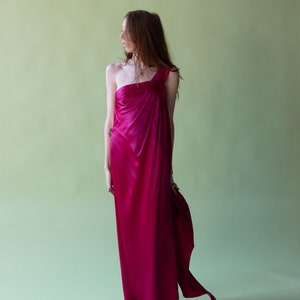 1990s Shocking Pink Silk Dress image 6