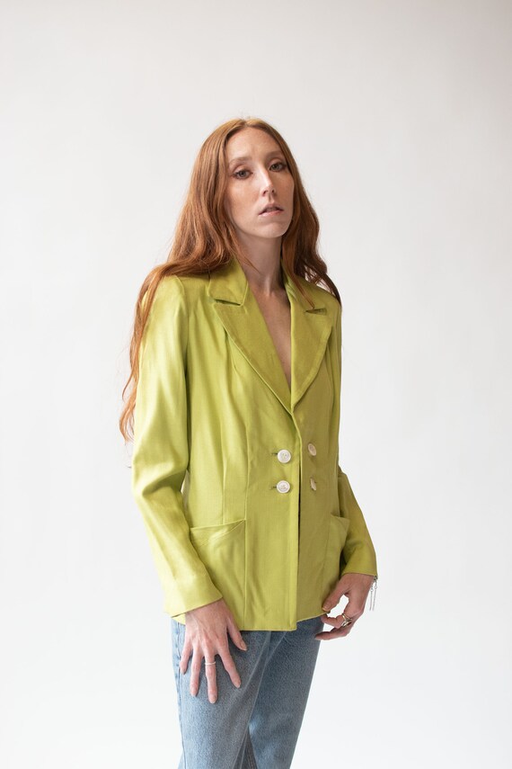 1940s Chartreuse Linen Blazer - image 6