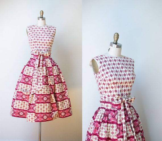 1950s Sundress / 50s Two Piece Wrap Dress