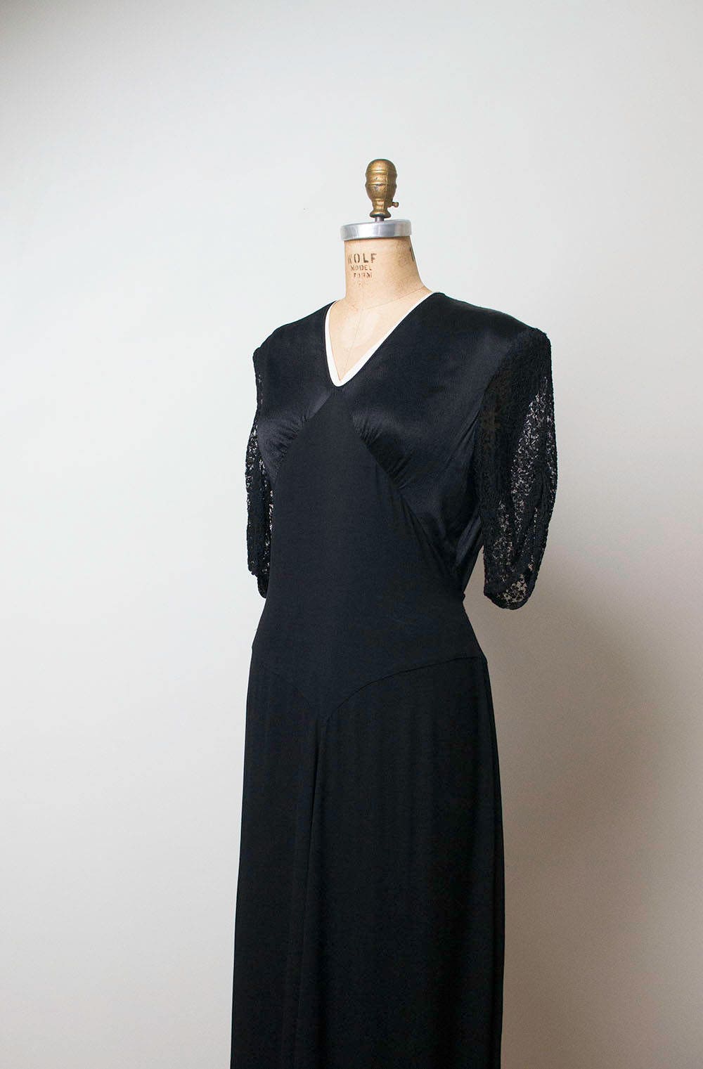 1940s Satin Dress / 40s Black Lace Dress | Etsy