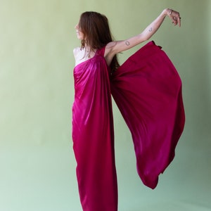 1990s Shocking Pink Silk Dress image 1