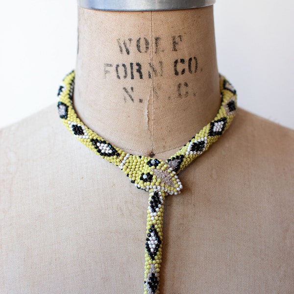 Bead Crochet Snake | Pale Yellow Diamond