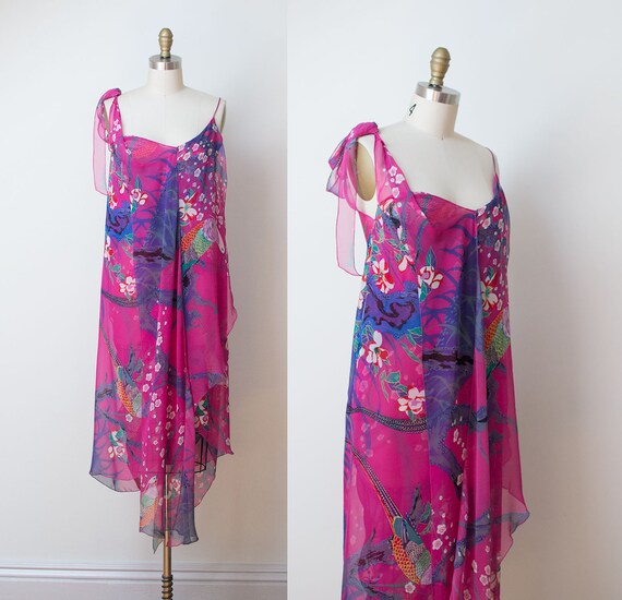 1970s Stephen Burrows Dress / 70s Asymmetrical Tro