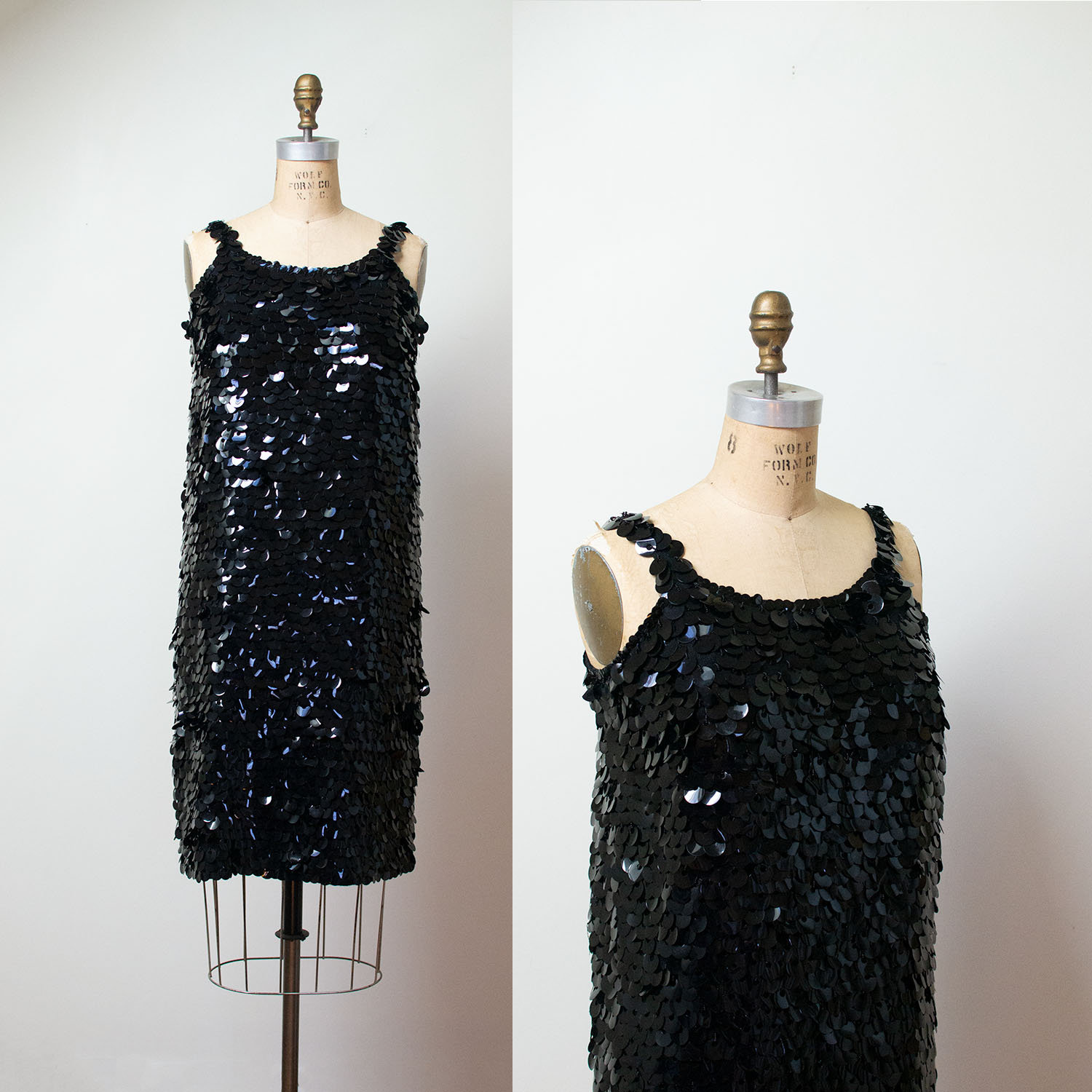 Black Sequin Dress / 60s Cocktail Dress ...