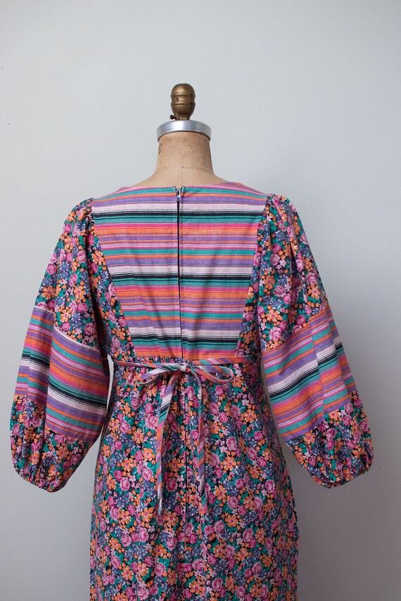 1970s Balloon Sleeve Dress / 70s Floral Print Cot… - image 7