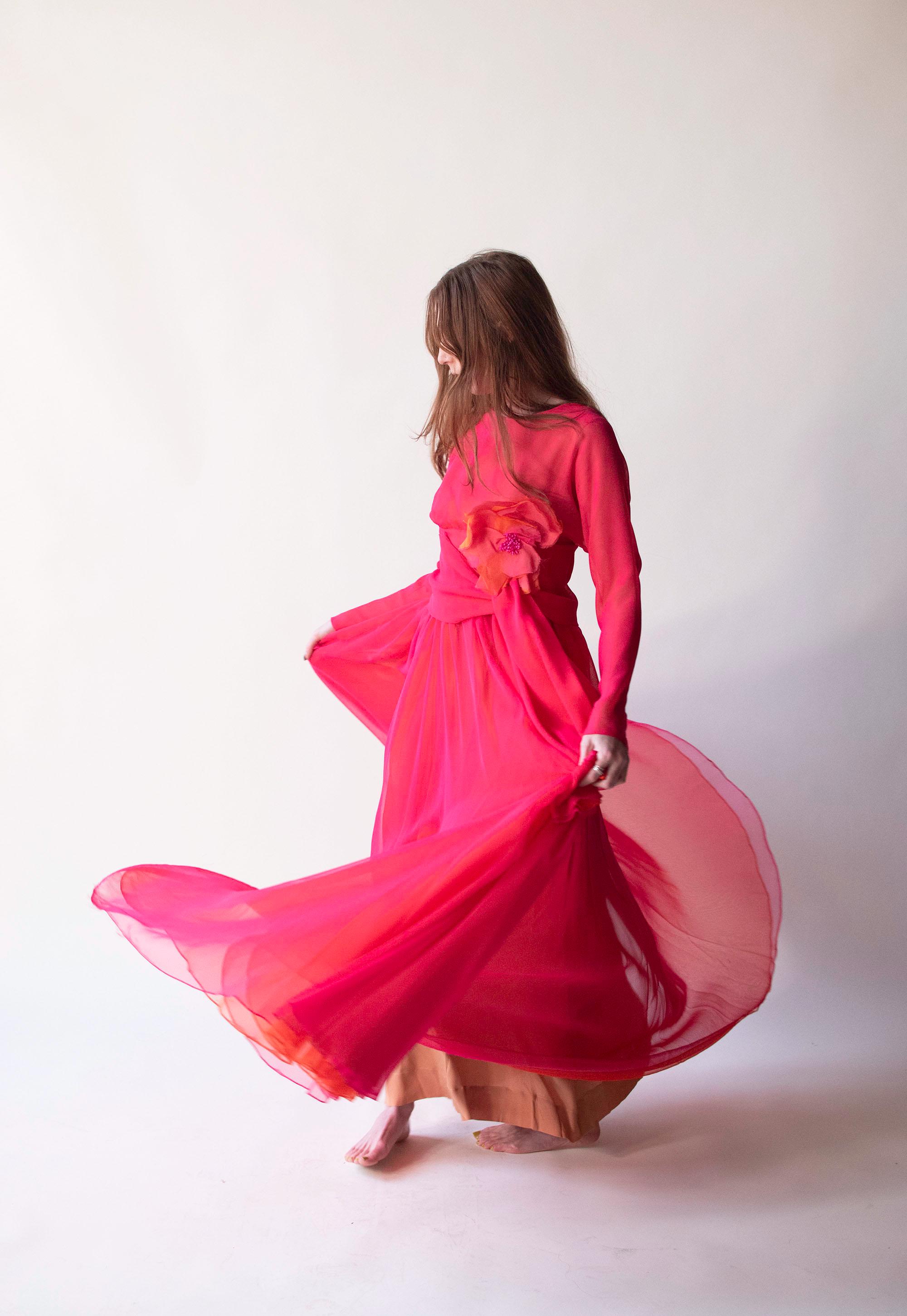 1960S Pink Chiffon Dress | Geoffrey Beene