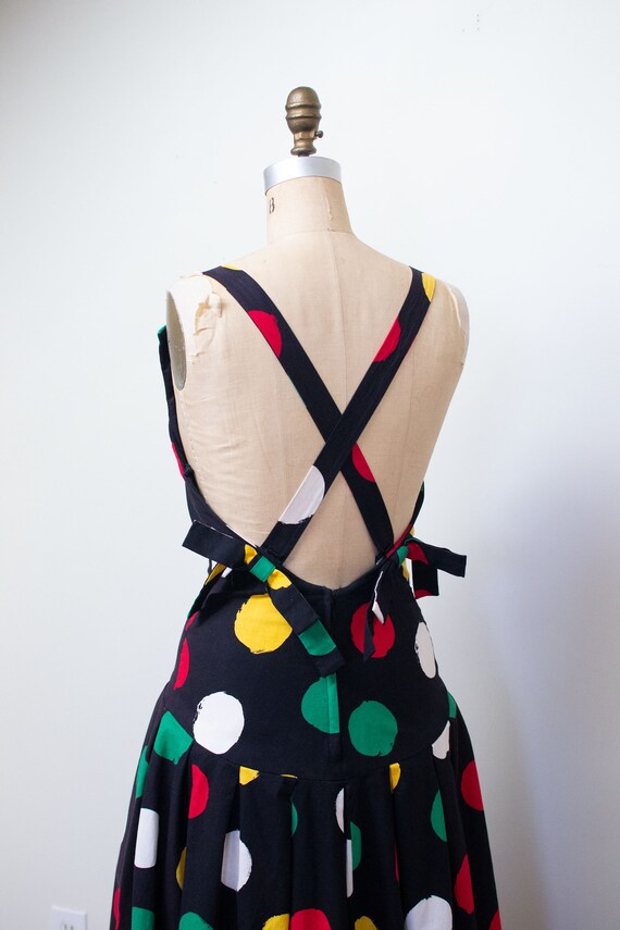 1980s Polka Dot Cross Back Dress | Victor Costa