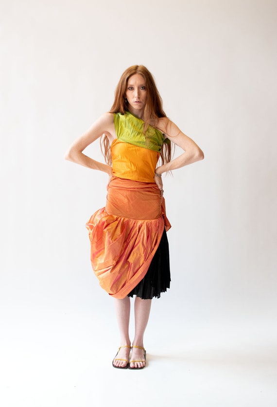 1990s Sculptural Silk Dress