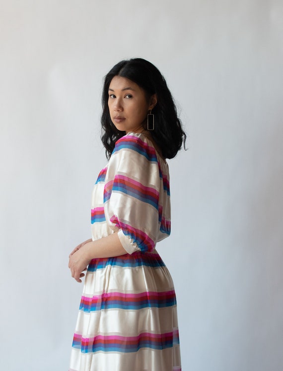 1980s Striped Silk Dress | Albert Nipon