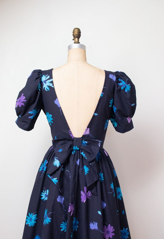 1980s Floral Print Laura Ashley Dress / 80s Puff S
