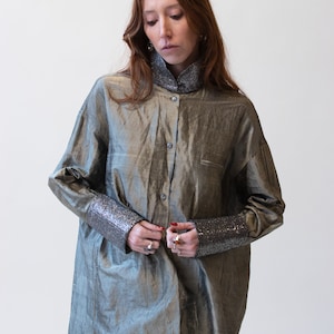 Silk Blouse w/ Metallic Cuffs | Romeo Gigli 1992
