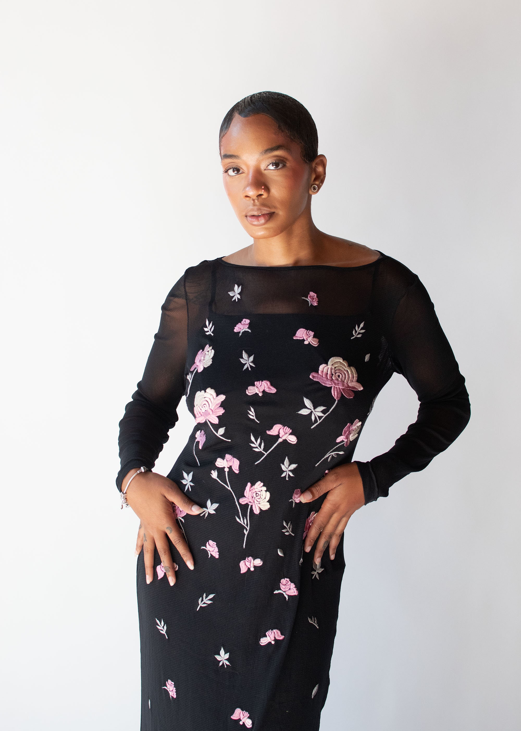 1990s Embroidered Mesh Dress | Vivienne Tam - Etsy