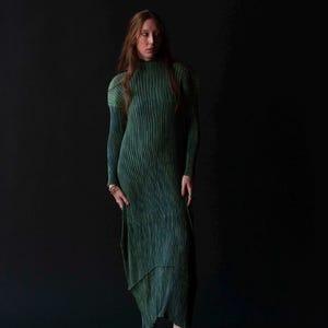 Green Pleated Dress - Etsy