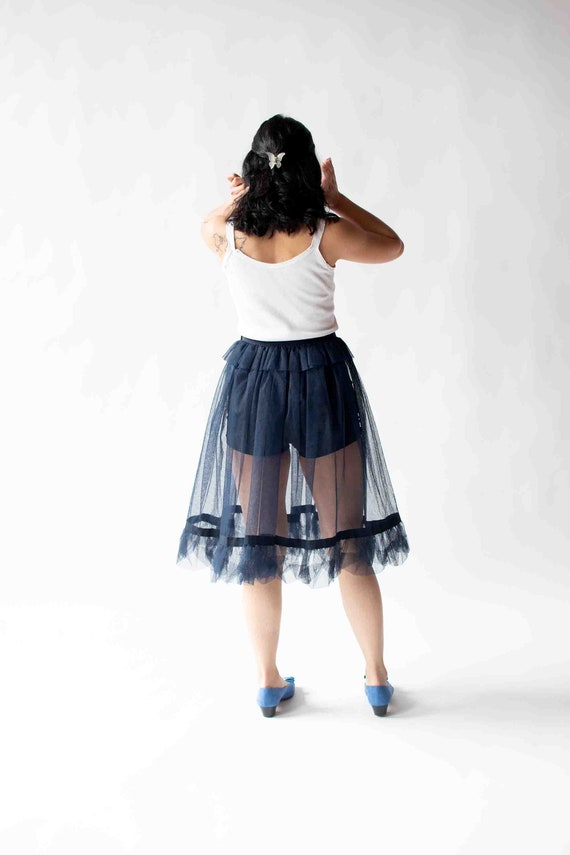 Navy Tulle Skirt | Yves Saint Laurent Rive Gauche - image 3