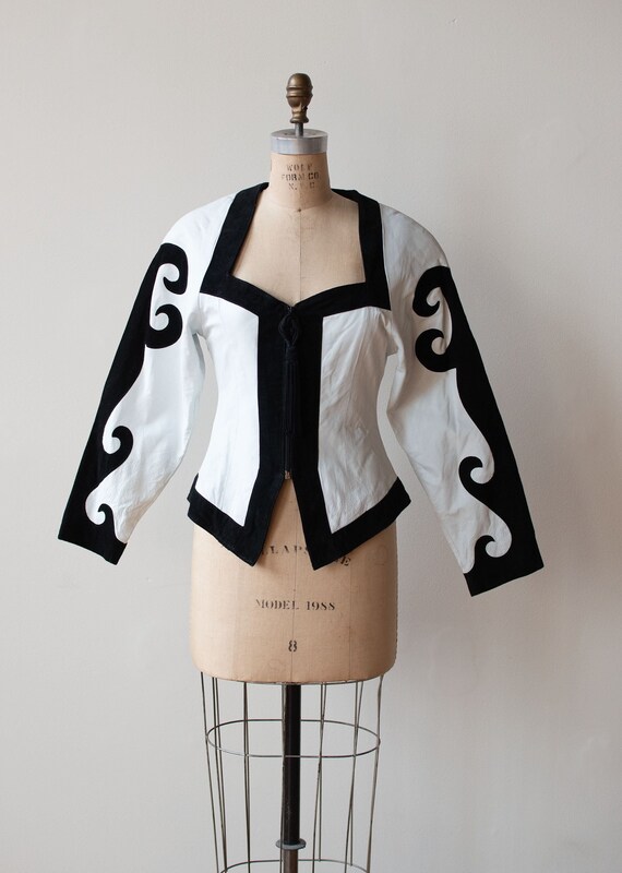 1980s Black & White Leather Jacket