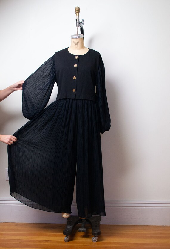 1990s Balloon Sleeve Pants Suit / 90s Wide Leg Pan