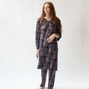 1970s Floral Print Silk Jersey Set Vintage 70s Missoni Tunic and Pants image 1