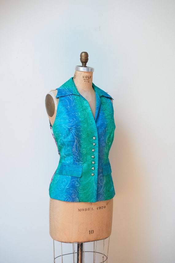 1990s Ombre + Madras Vest | Todd Oldham - image 1