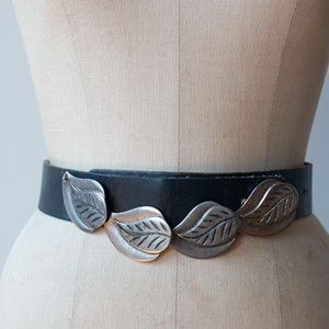 Black Leather Leaf Belt Calderon image 1