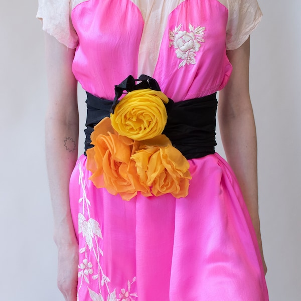 1980s Silk Taffeta Floral Belt | Isabel Canovas