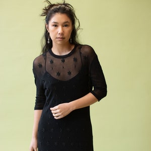 1990s Black Embroidered Mesh Dress Vivienne Tam image 2