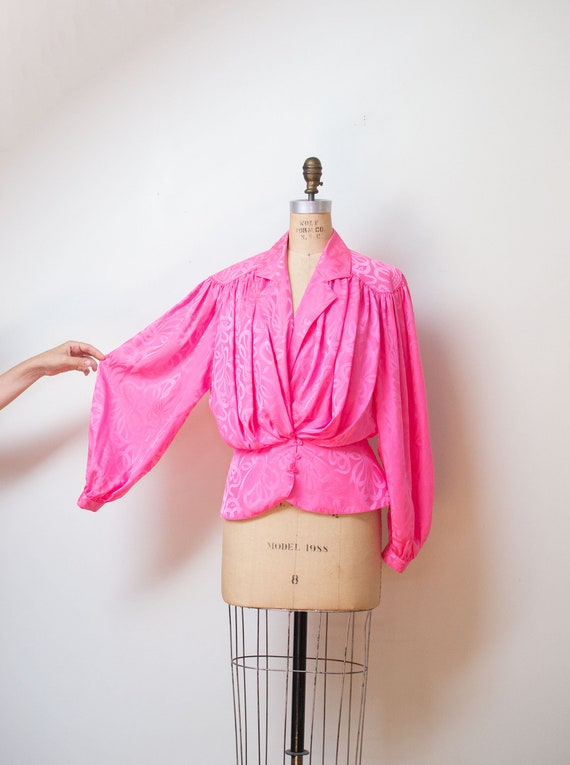 1980s Pink Silk Blouse