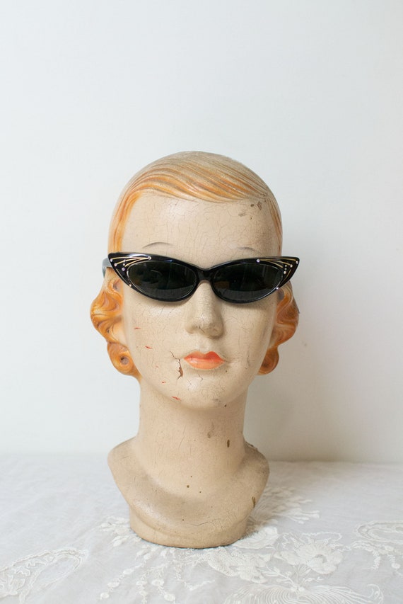 1950s Black Cat Eye Sunglasses | Made in France