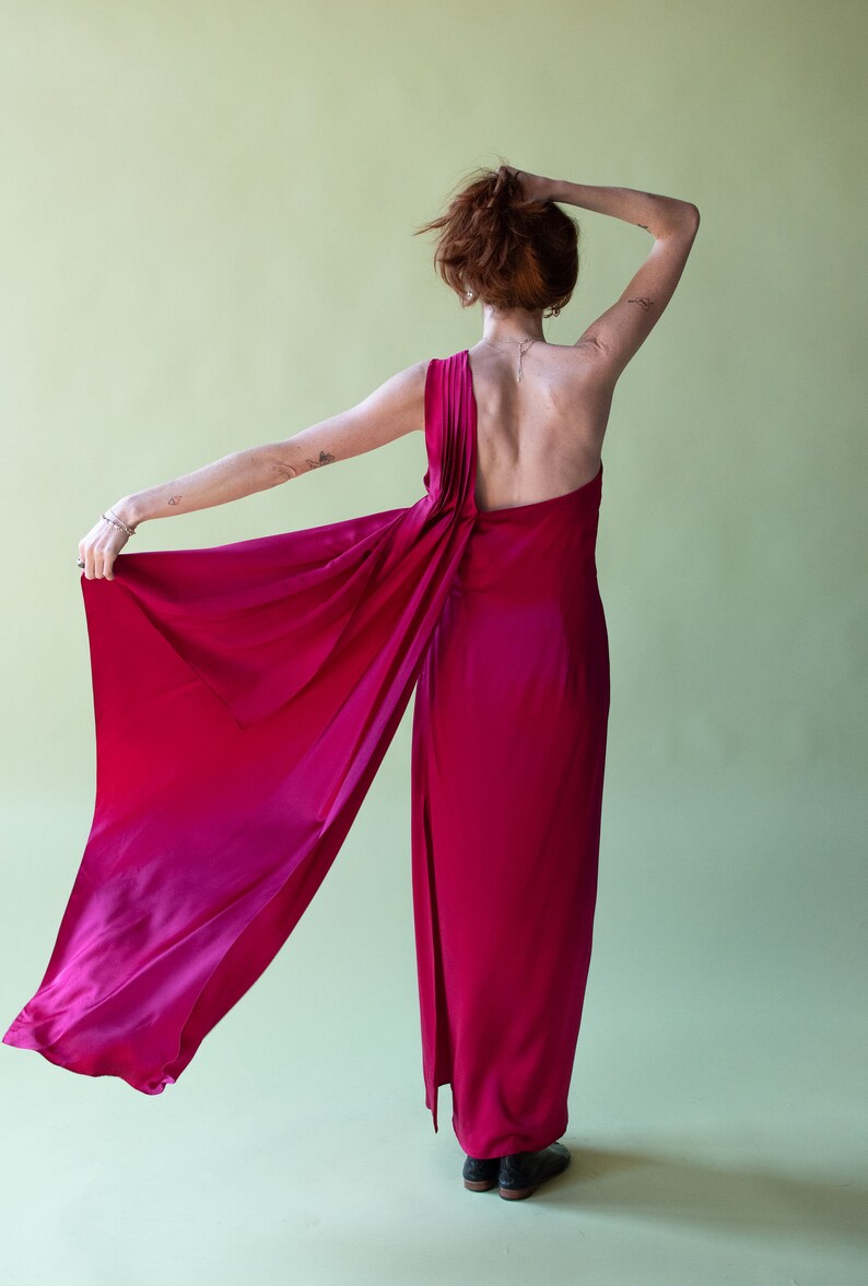 1990s Shocking Pink Silk Dress image 5