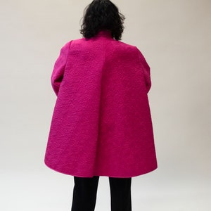 1980s Shocking Pink Quilted Coat Victor Costa image 4