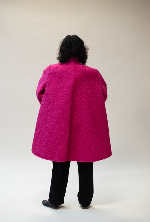 1980s Shocking Pink Quilted Coat | Victor Costa - image 4