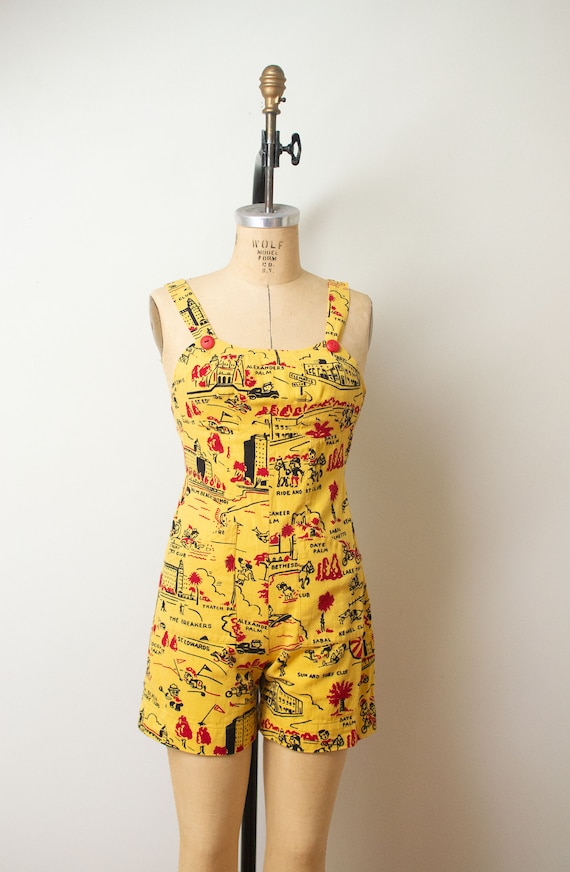1940s Novelty Print Playsuit | Florida Spring Brea