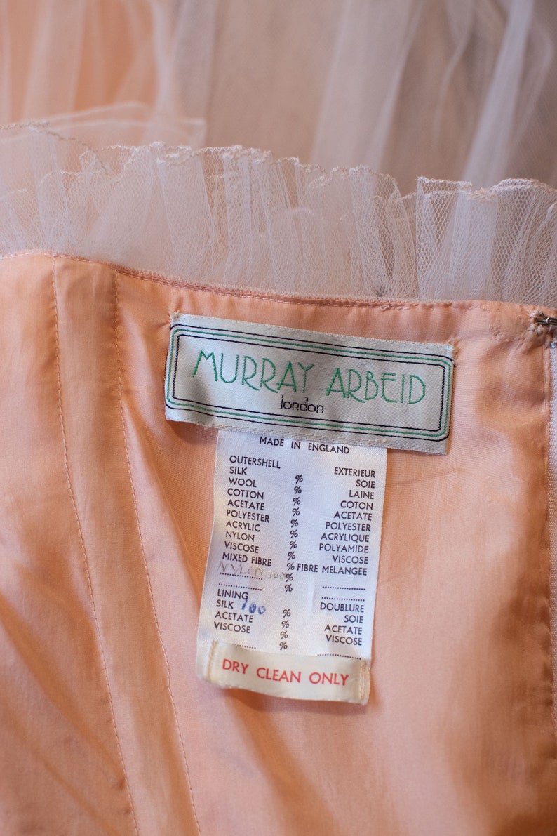 1980s Peach Tulle Gown Murray Arbeid image 8