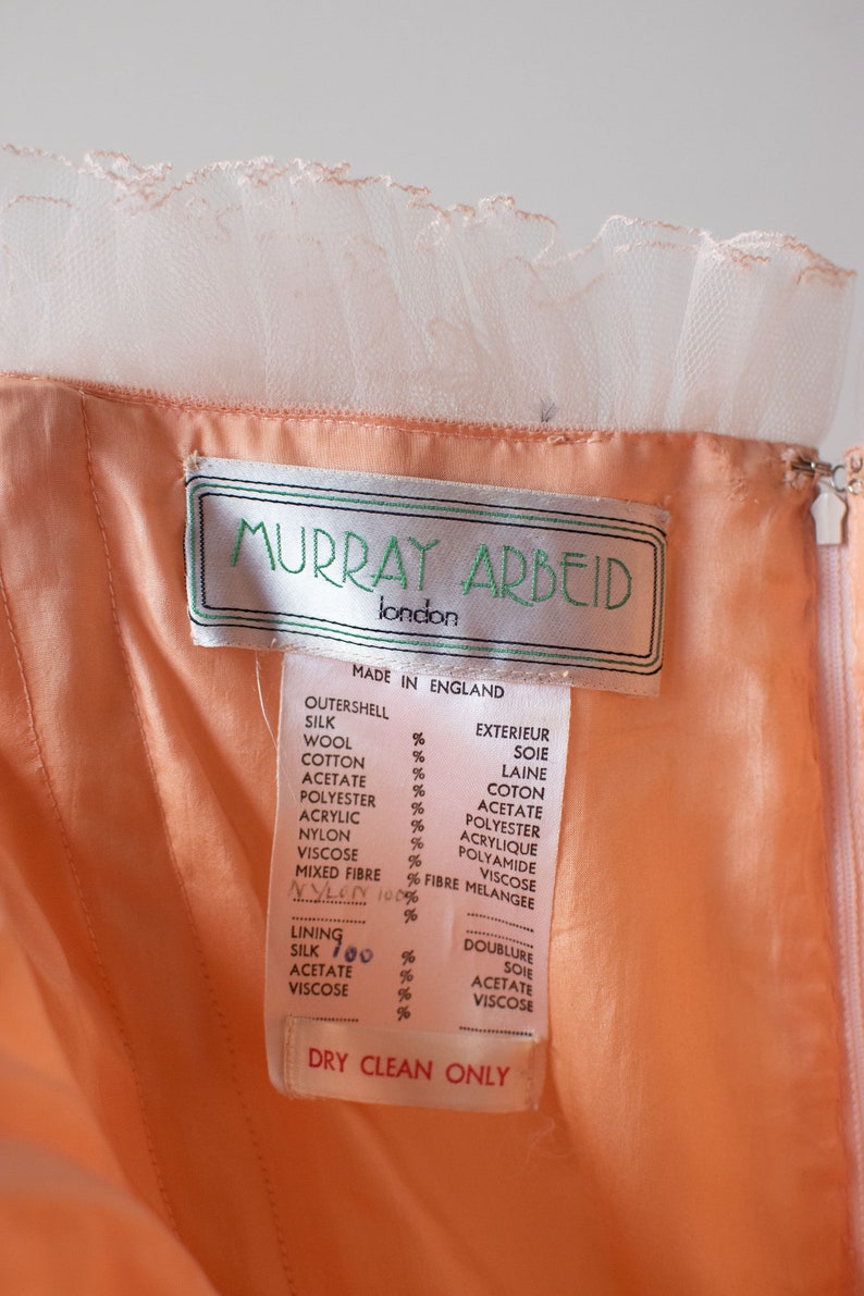 1980s Peach Tulle Gown Murray Arbeid image 6