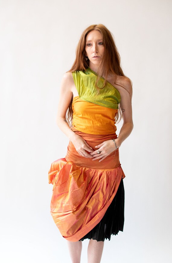 1990s Sculptural Silk Dress - image 7