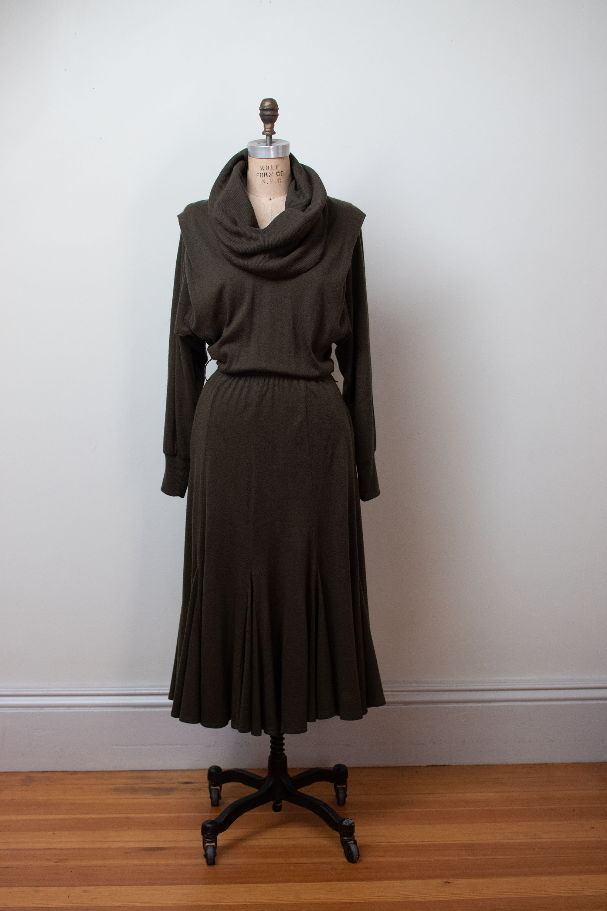 olive green cowl neck sweater