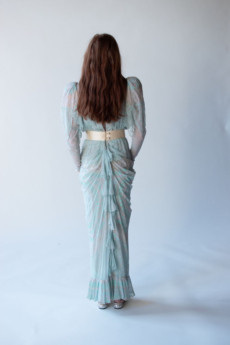 1980s Seafoam Chiffon Dress Zandra Rhodes image 2