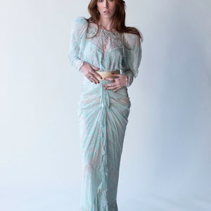 1980s Seafoam Chiffon Dress Zandra Rhodes image 7