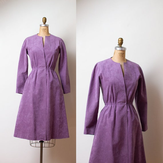 1970s Halston Ultrasuede Dress / 70s Lavender Micr